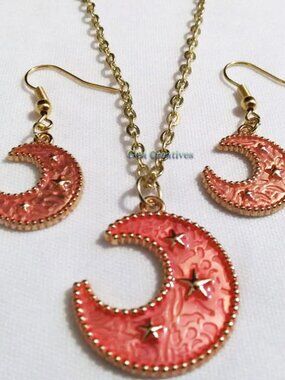Gold Moon Necklace & Earrings set